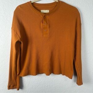 Everlane Women's Long Sleeve Henley Top - Rust Orange